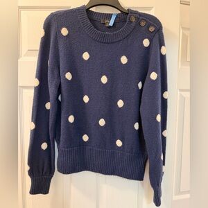 J. Crew Navy Polka Dot Sweater